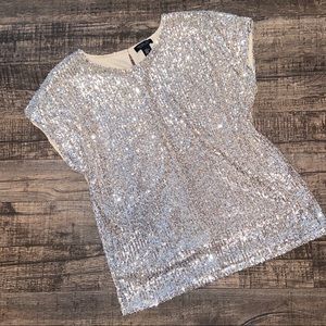 Rachel Zoe Gold Sequined Metallic Blouse Size XL